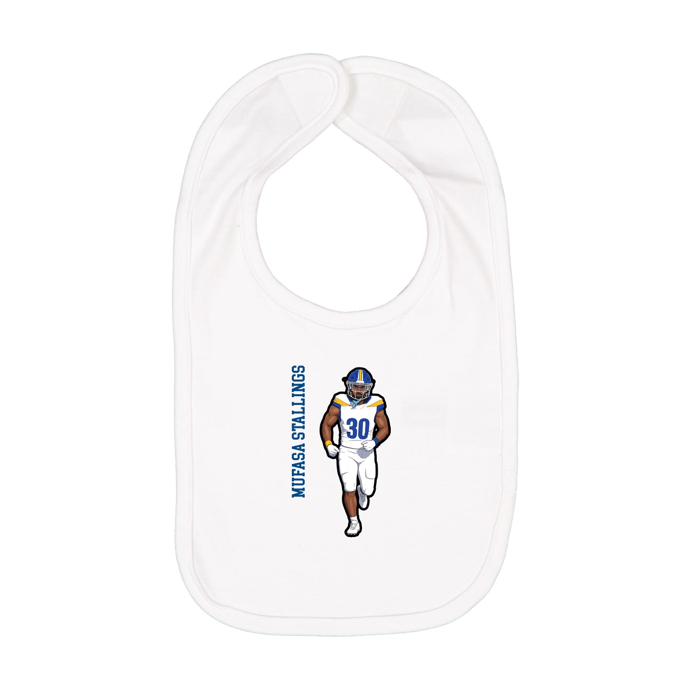 Infant Bib — Name Vertical in White