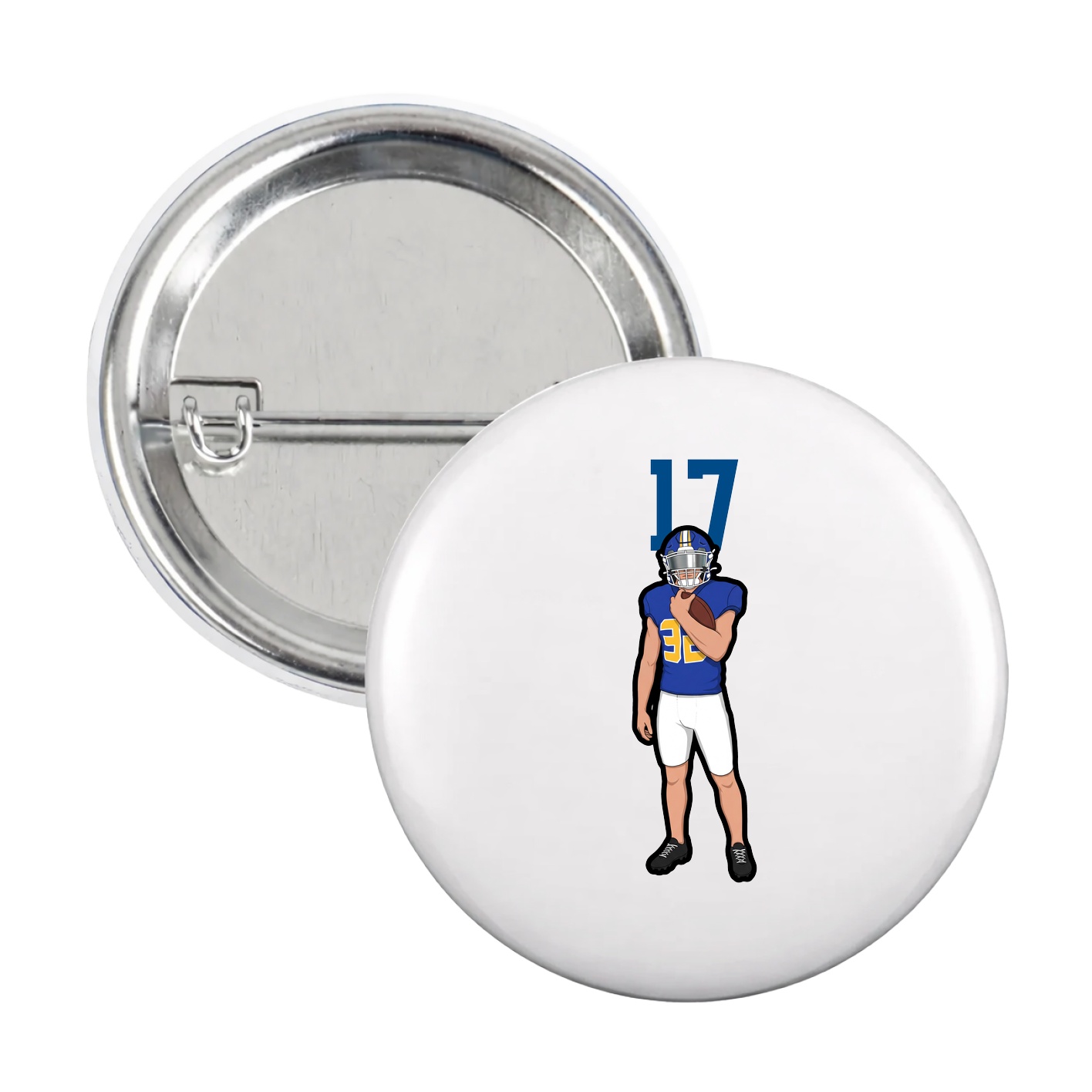 Game Day Button — Number Top in White
