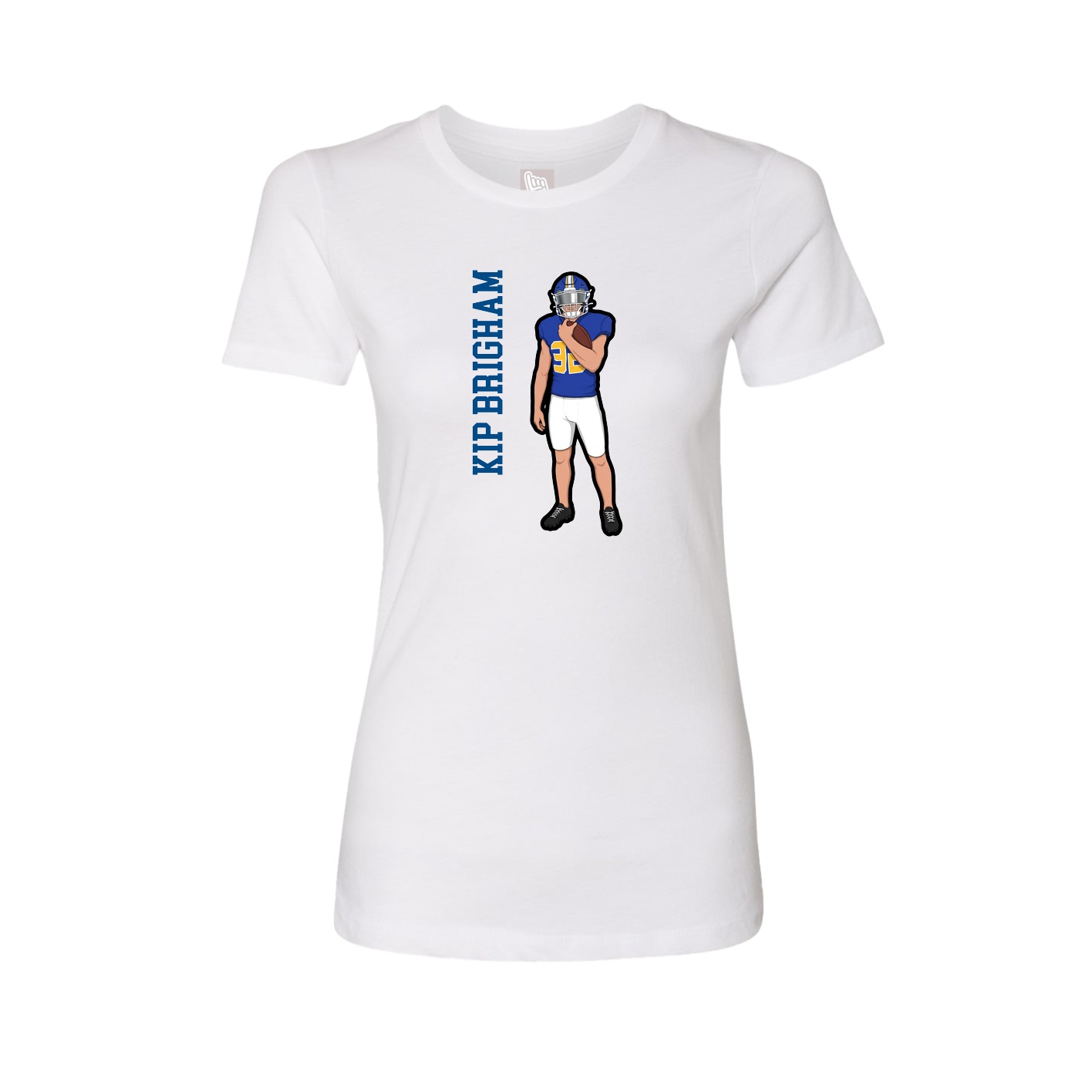 Fitted Women's Tee — Name Vertical in White