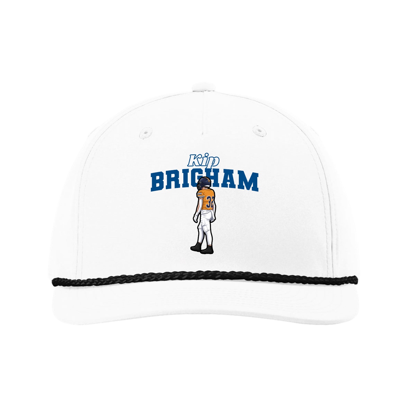 Five-Panel Classic Rope Cap — Name Arch in White