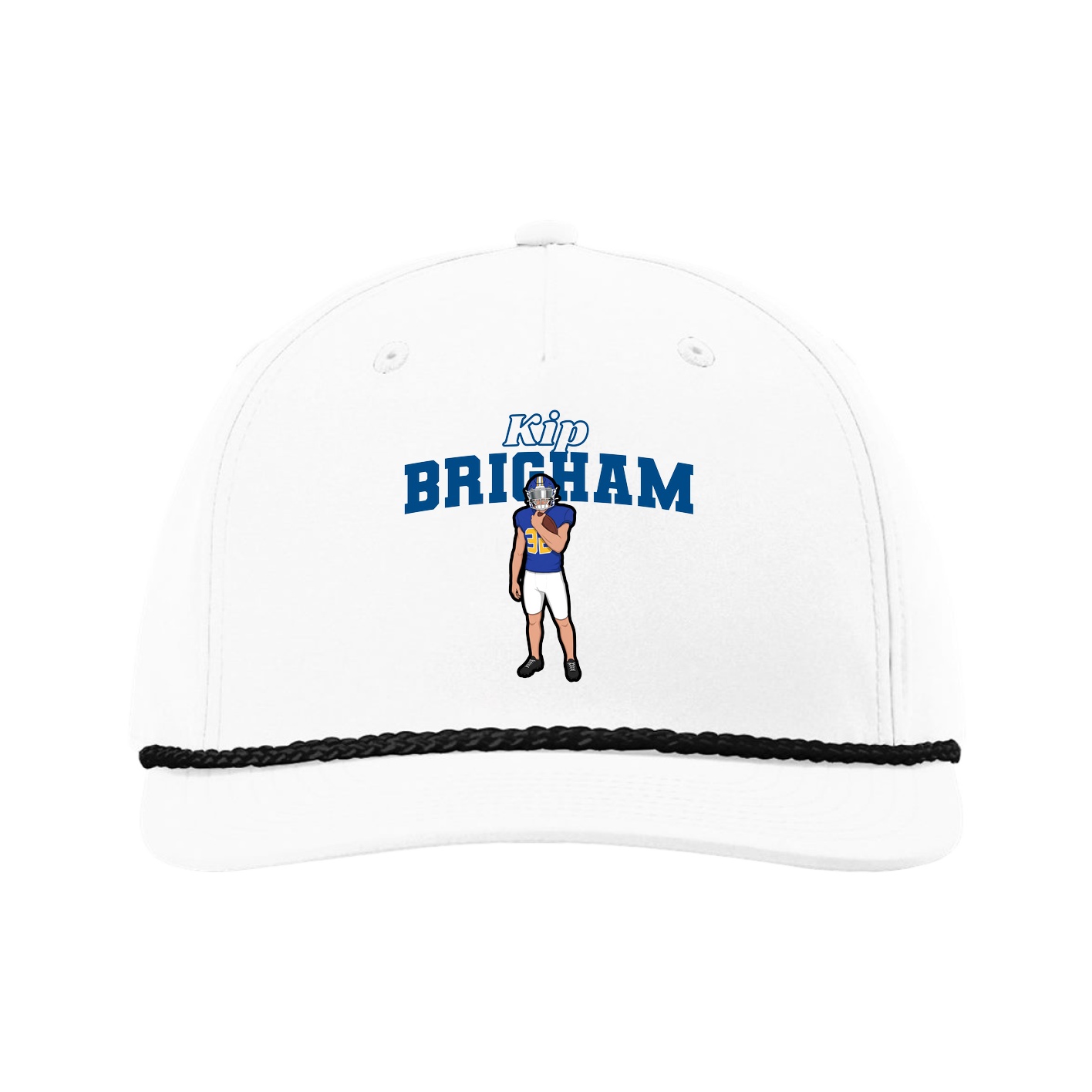Five-Panel Classic Rope Cap — Name Arch in White