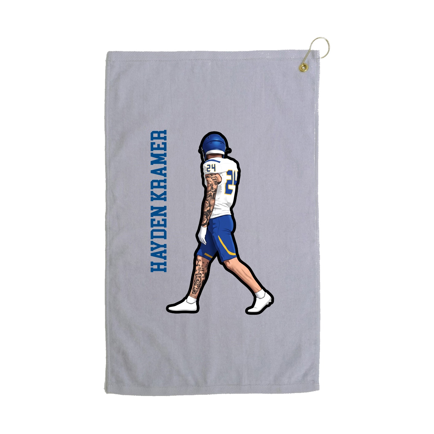 Golf Towel — Name Vertical in Grey