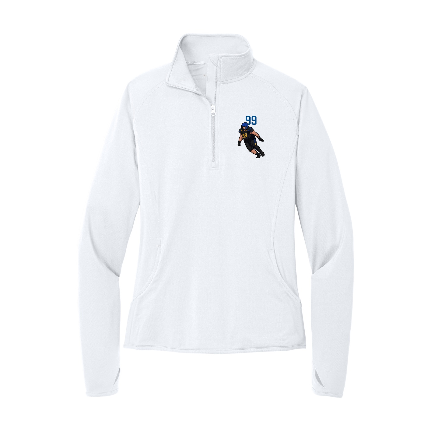 Women's Q-Zip Pullover — Number Top in White