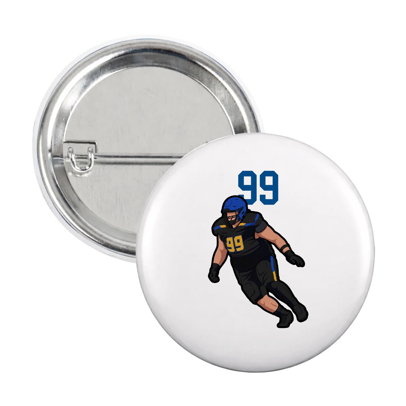 Game Day Button — Number Top in White