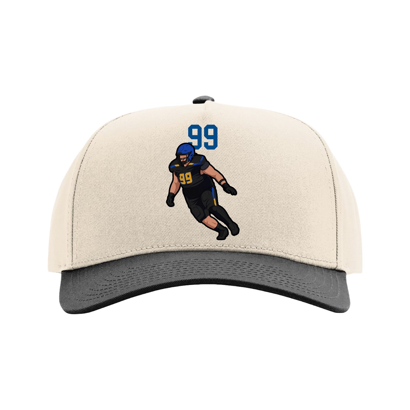 Full Fabric Five-Panel Champ Cap — Number Top in Cream/Black