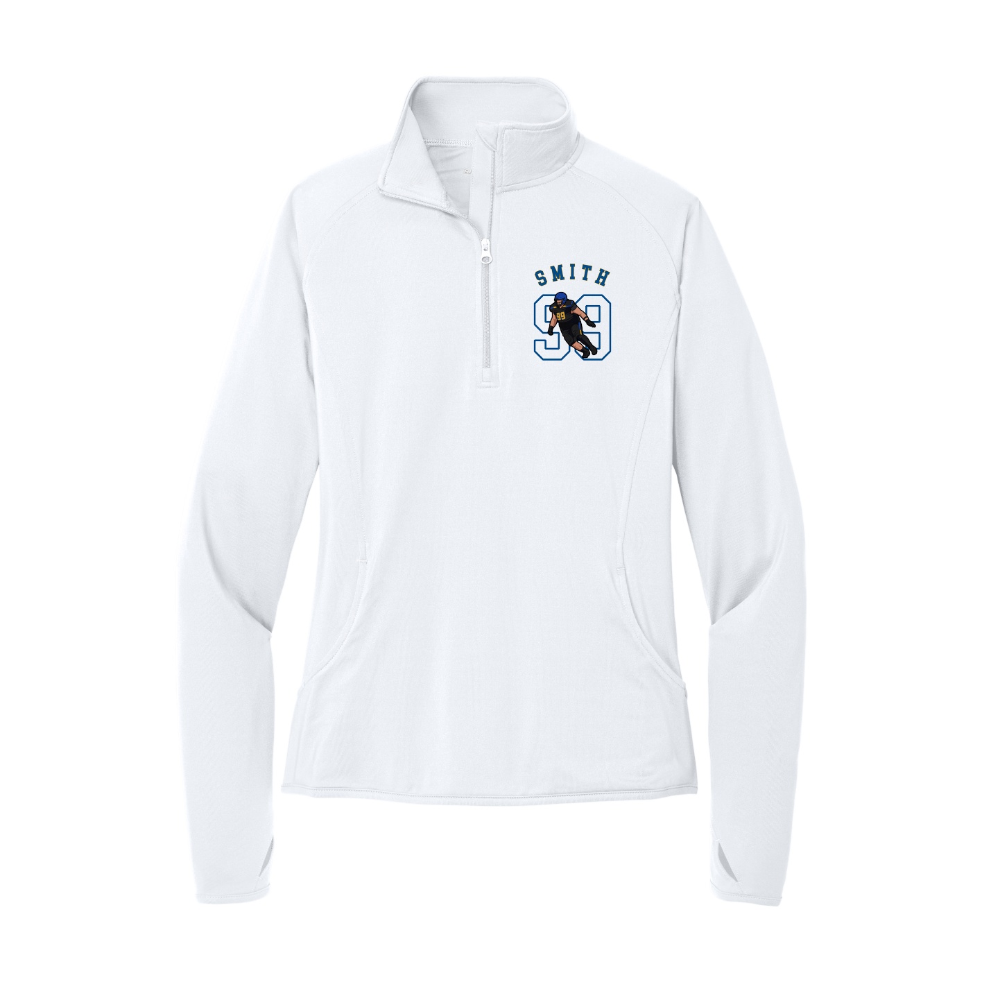 Women's Q-Zip Pullover — Shirsey Arch in White