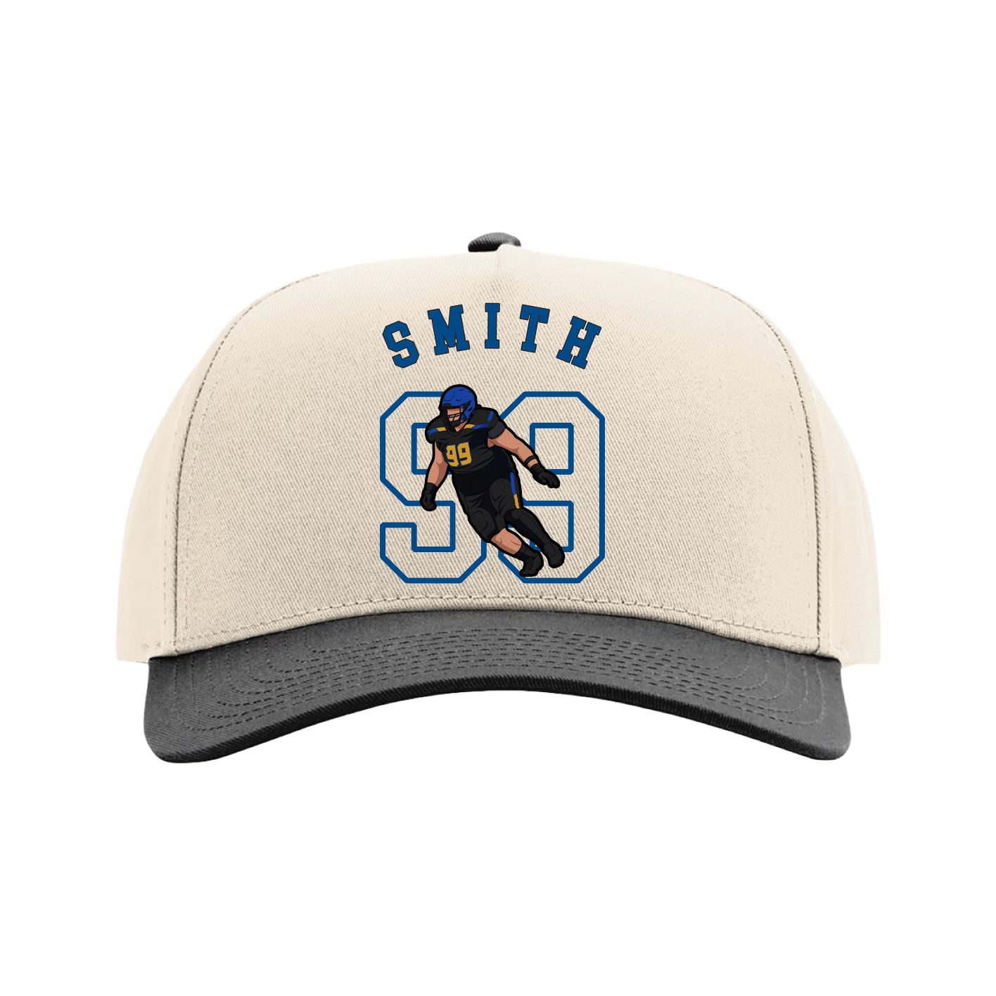 Full Fabric Five-Panel Champ Cap — Shirsey Arch in Cream/Black
