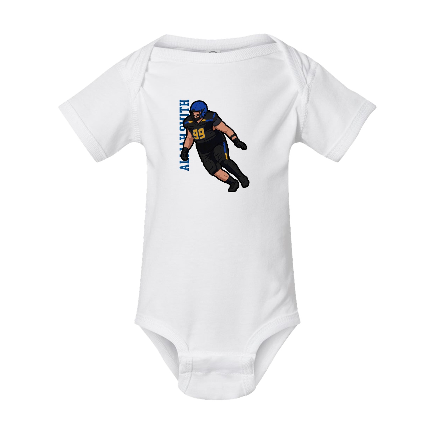 Baby Onesie — Name Vertical in White