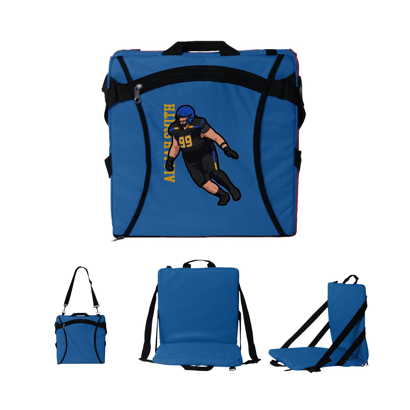 Folding Stadium Seat — Name Vertical in Royal