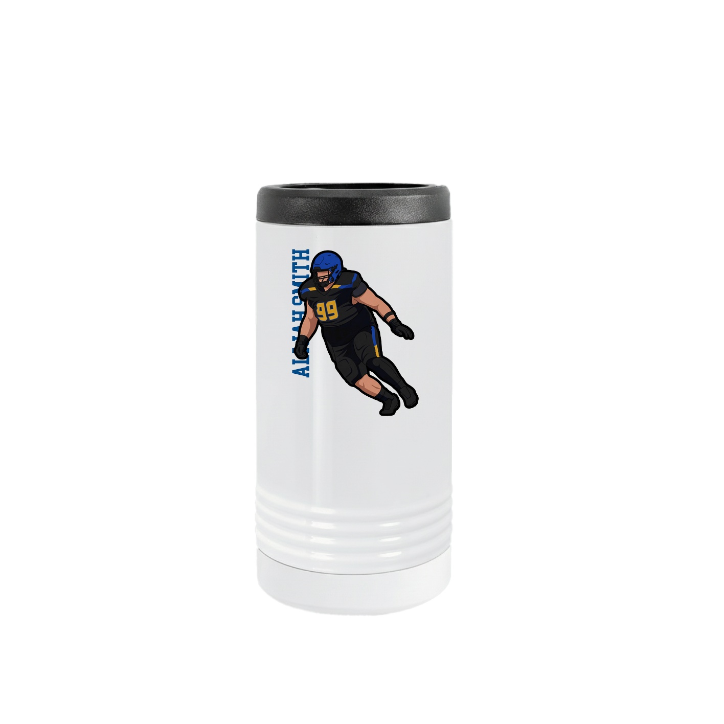 Slim Beverage Holder — Name Vertical in White