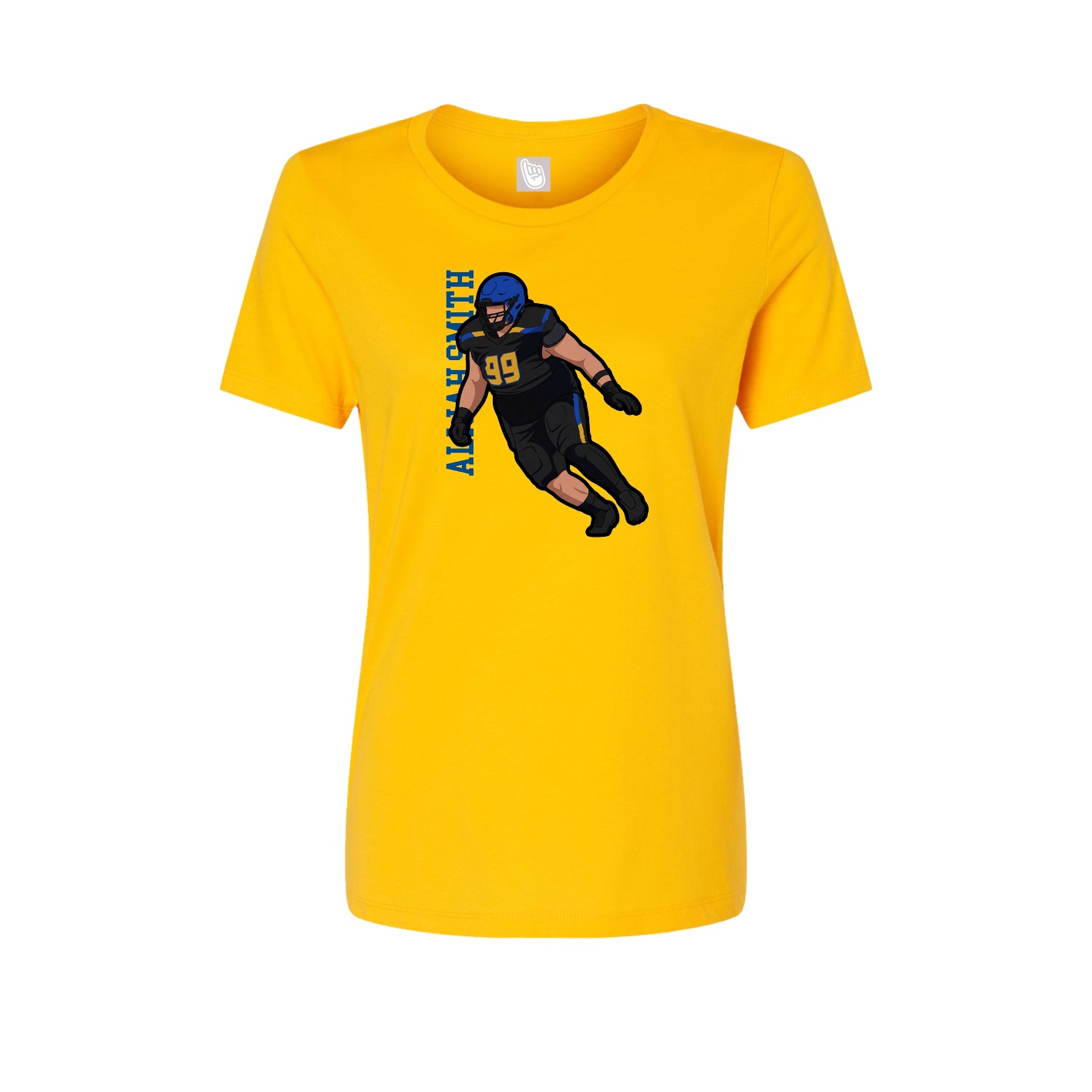 Fitted Women's Tee — Name Vertical in Gold