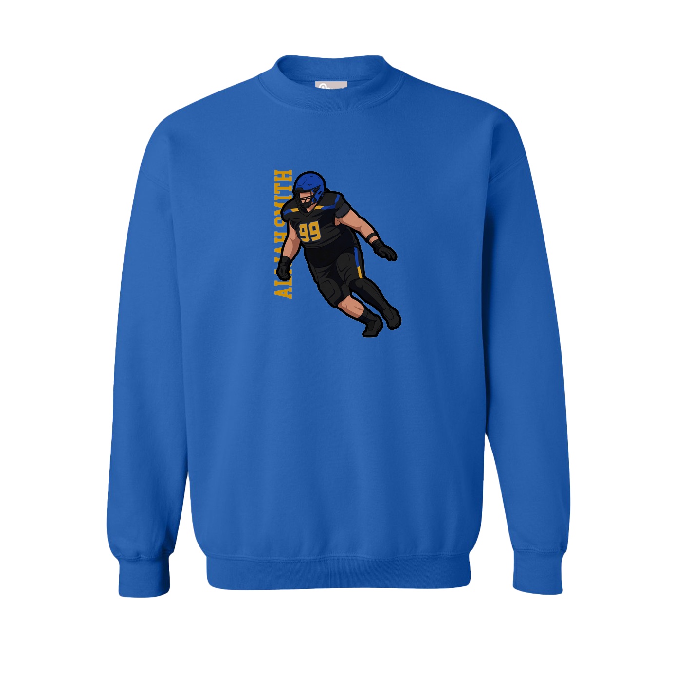 Fleece Crew — Name Vertical in Royal