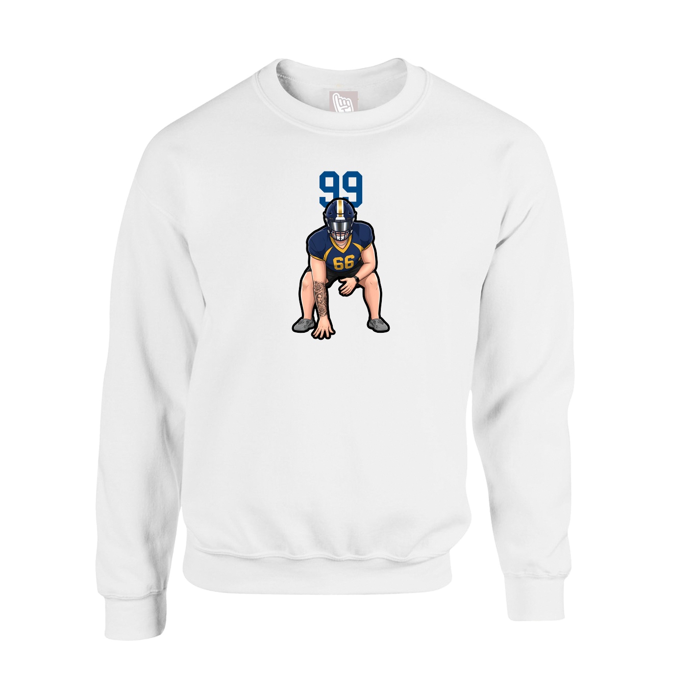 Fleece Crew — Number Top in White