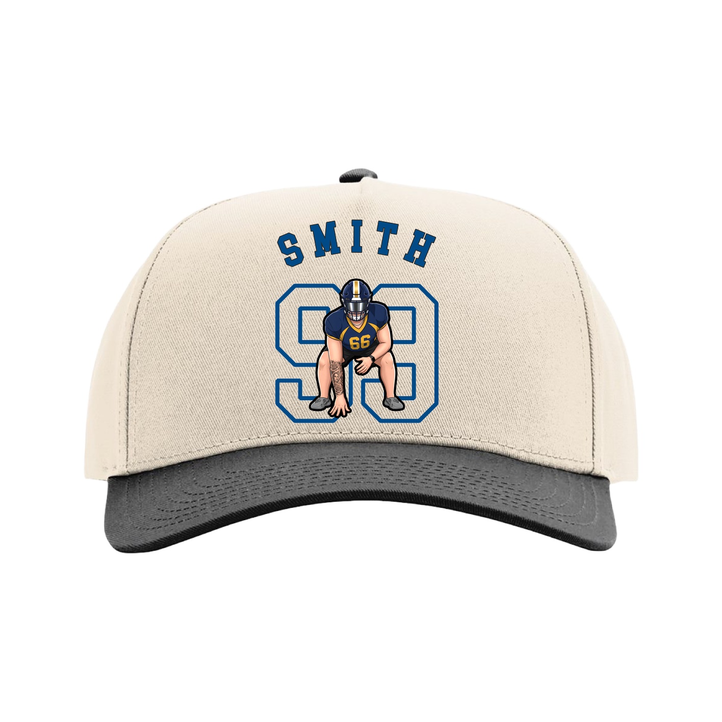 Full Fabric Five-Panel Champ Cap — Shirsey Arch in Cream/Black
