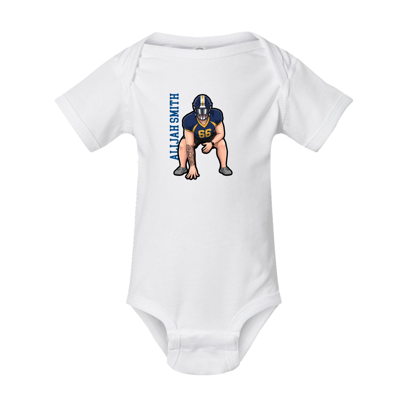Baby Onesie — Name Vertical in White