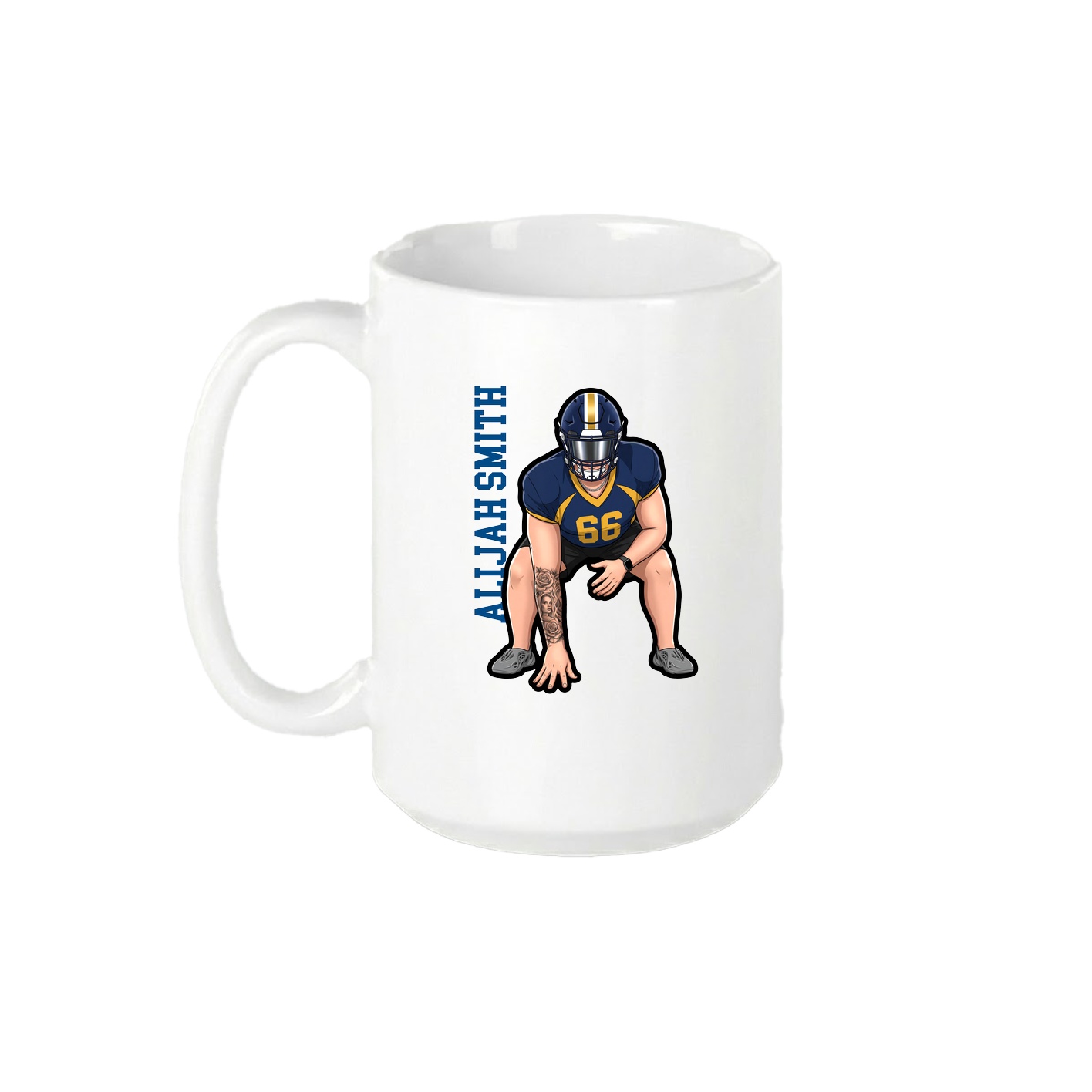 15oz Coffee Mug — Name Vertical in White