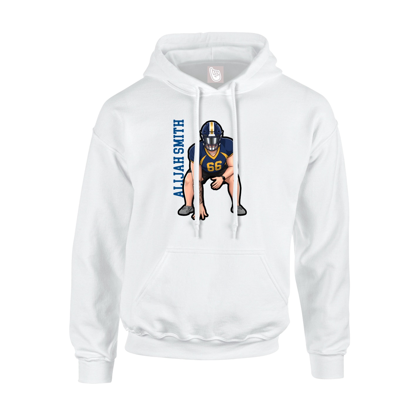 Youth Hoodie — Name Vertical in White