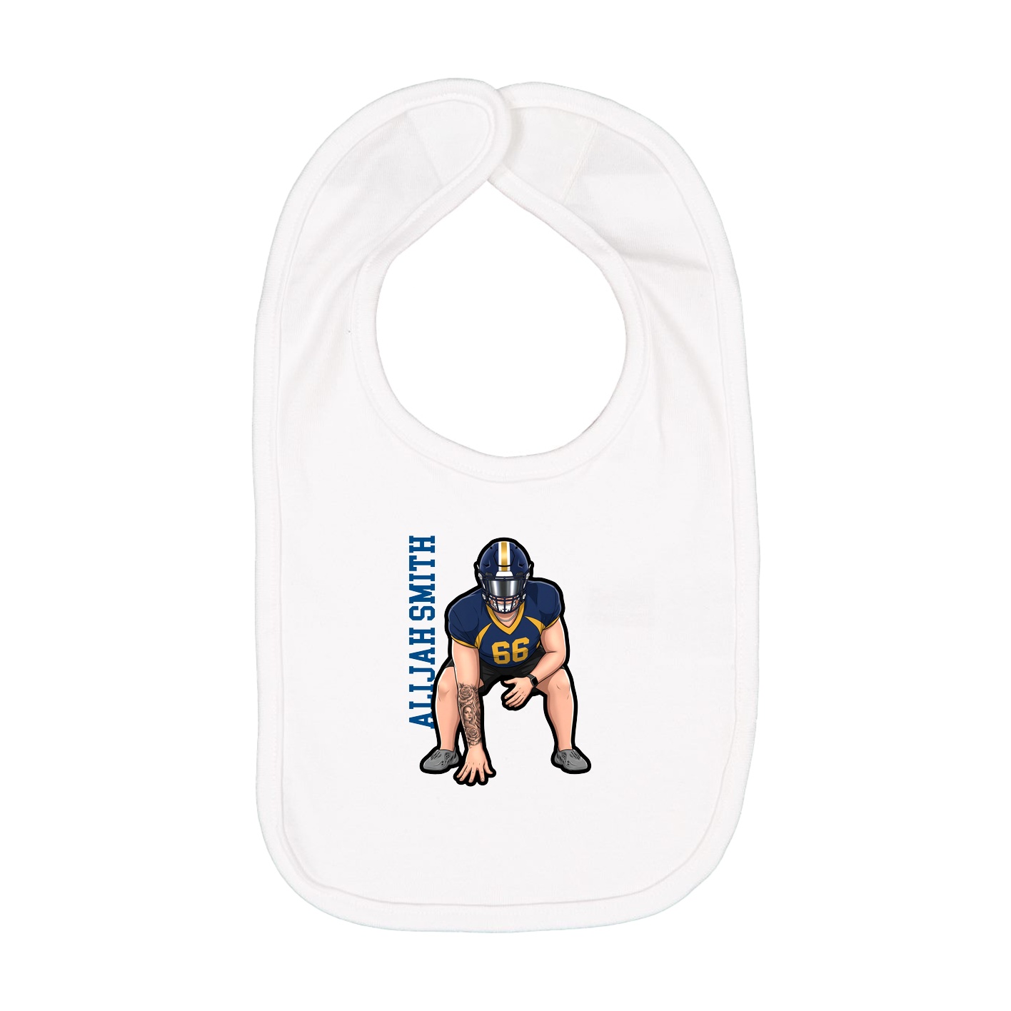 Infant Bib — Name Vertical in White