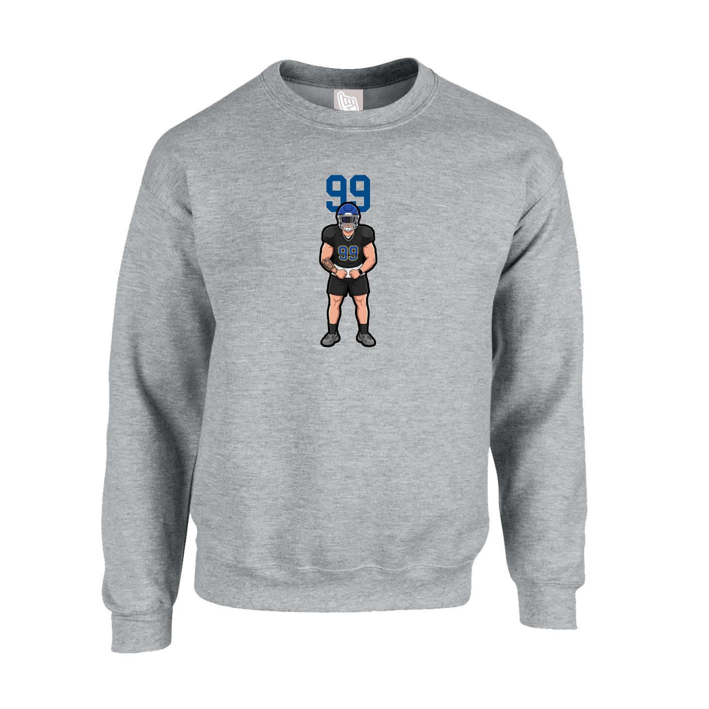 Fleece Crew — Number Top in Grey