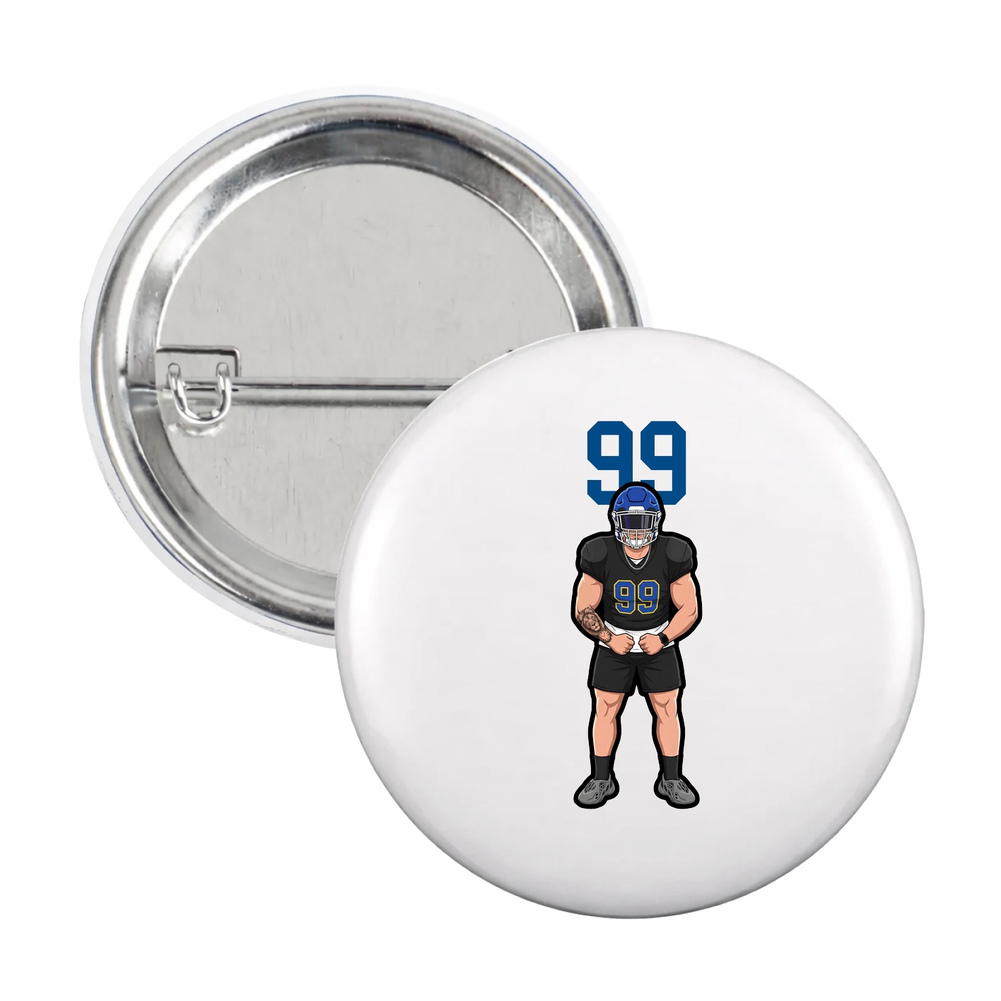Game Day Button — Number Top in White