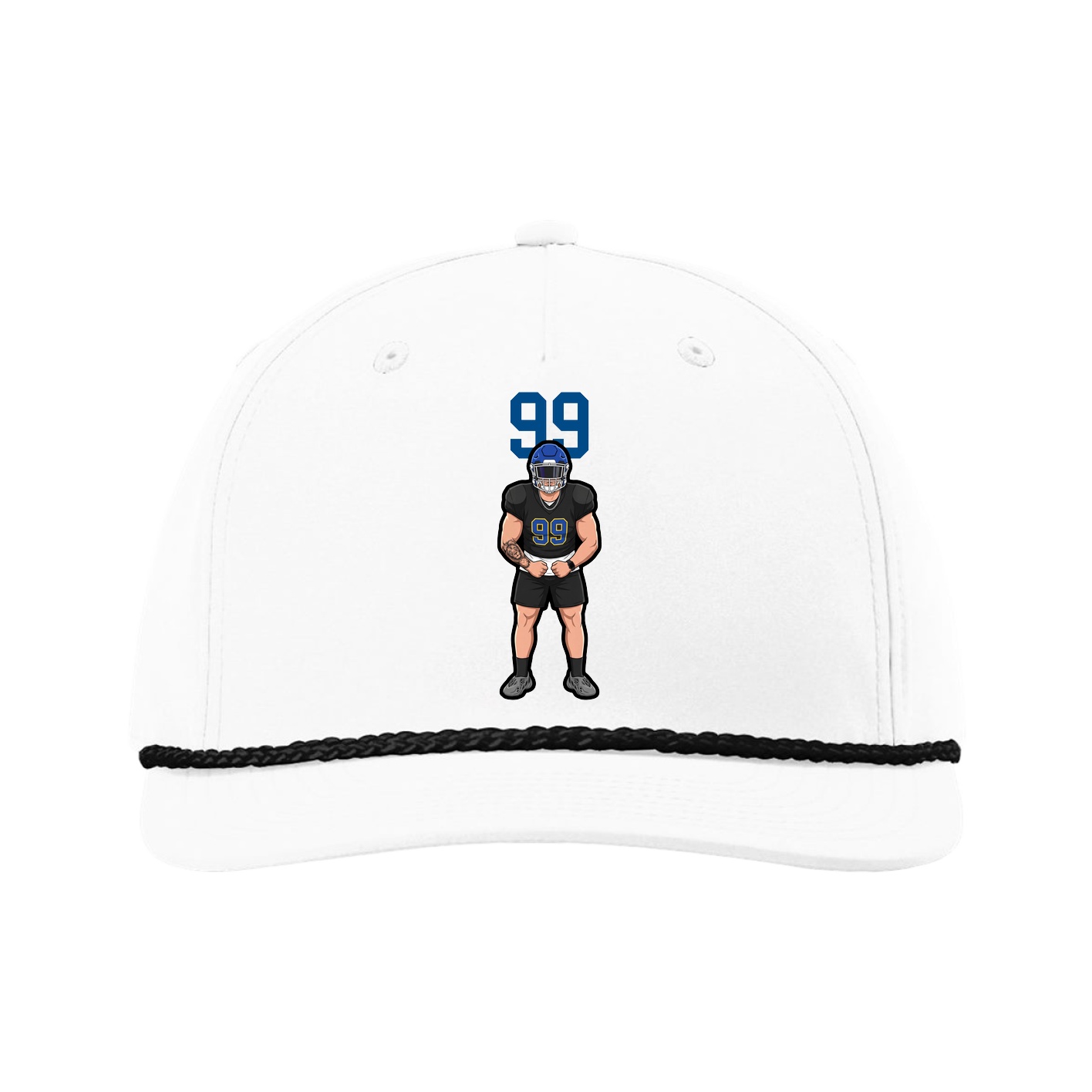 Five-Panel Classic Rope Cap — Number Top in White