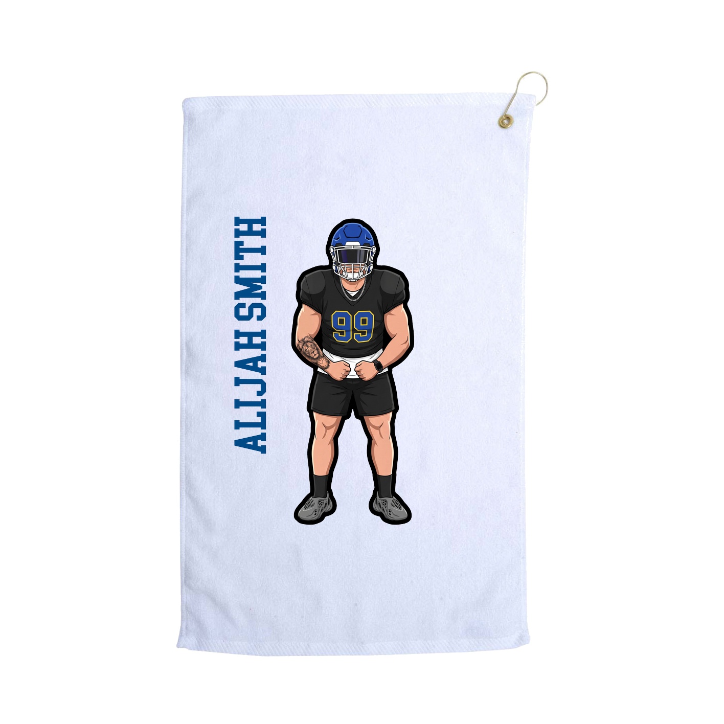 Golf Towel — Name Vertical in White
