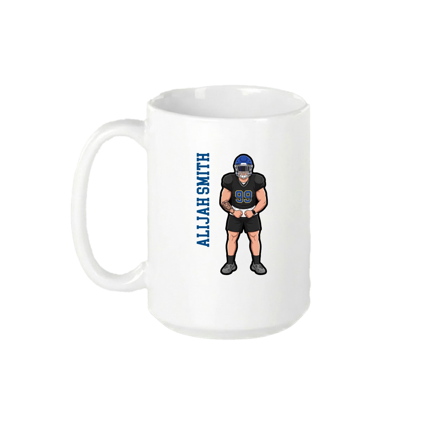 15oz Coffee Mug — Name Vertical in White