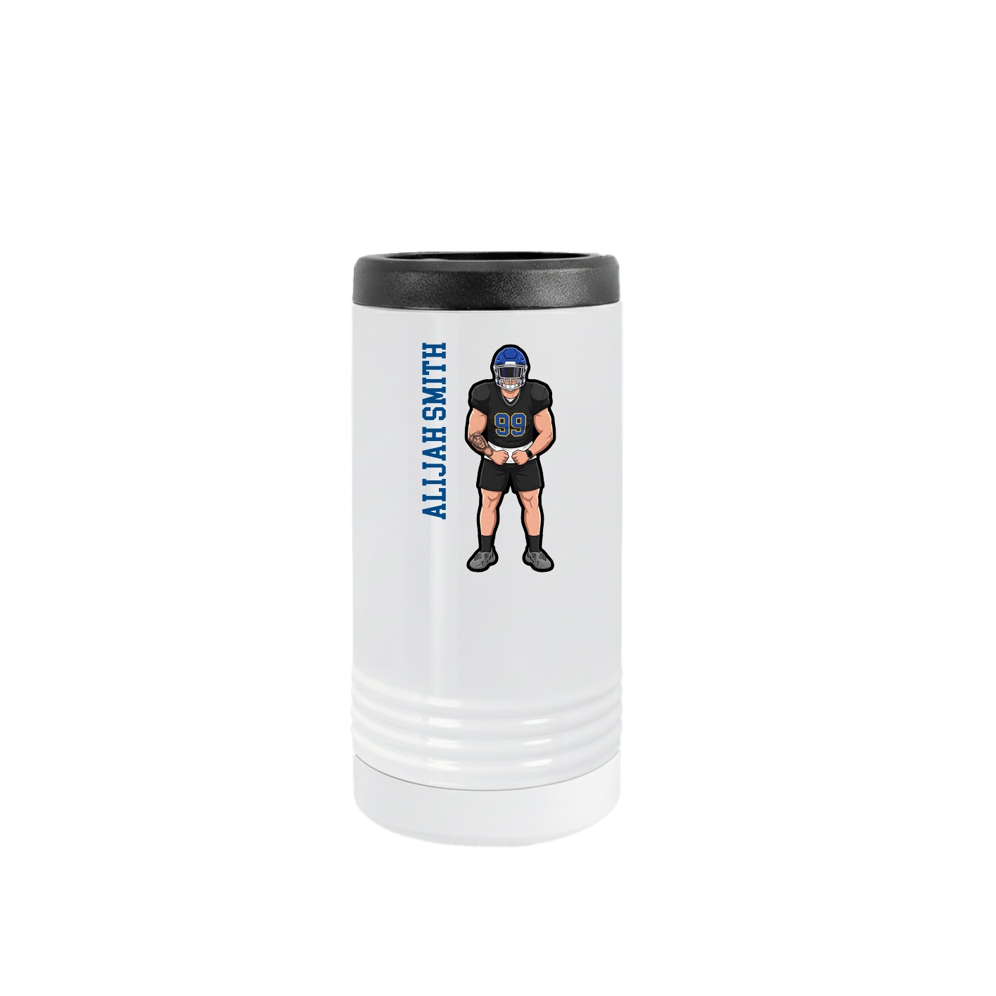 Slim Beverage Holder — Name Vertical in White
