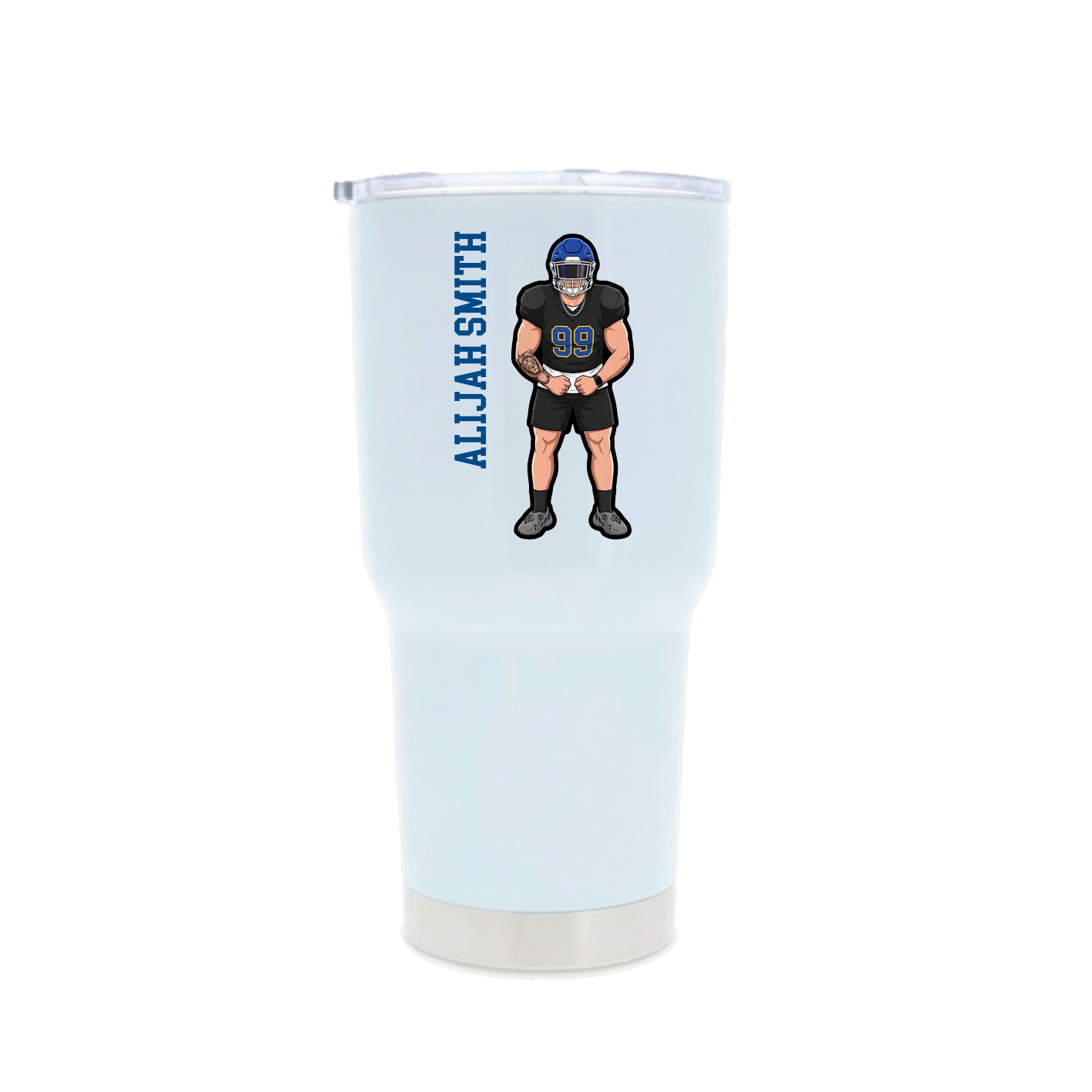 30oz Stainless Steel Tumbler — Name Vertical in White