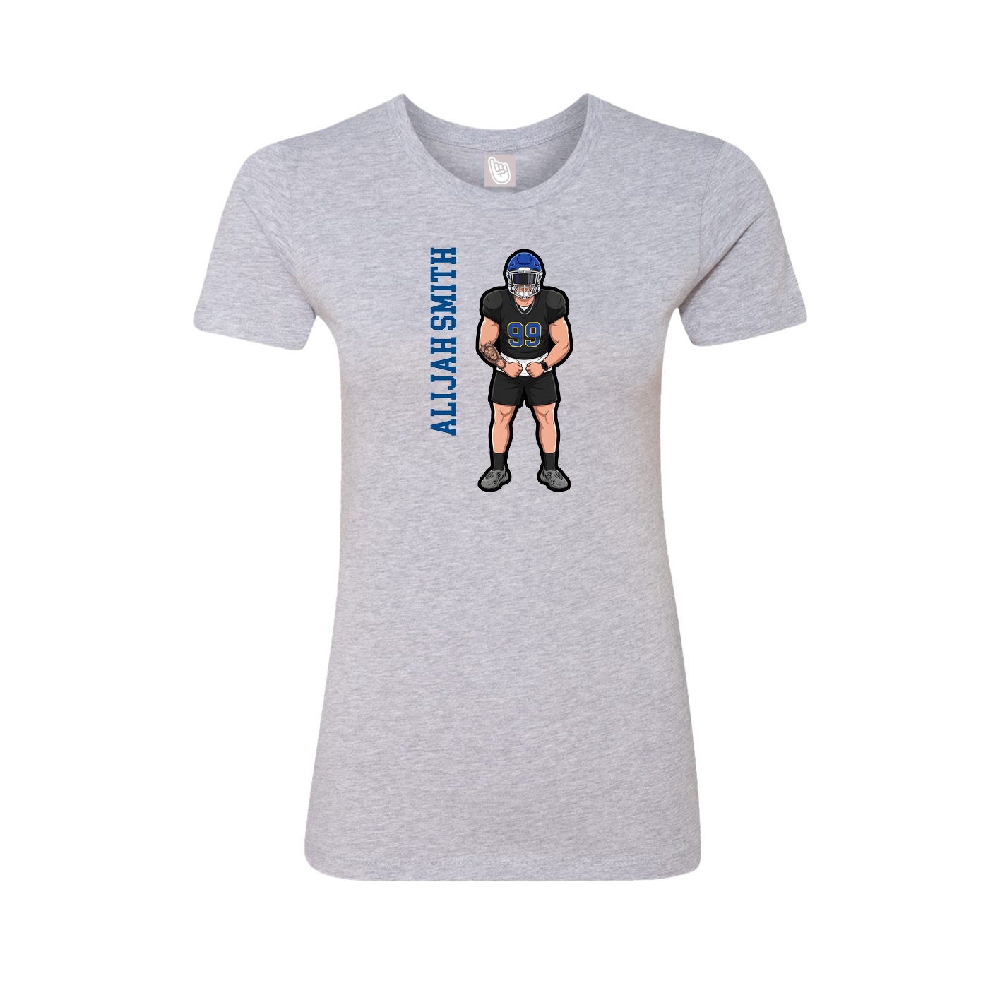 Womens Tee — Name Vertical in Grey