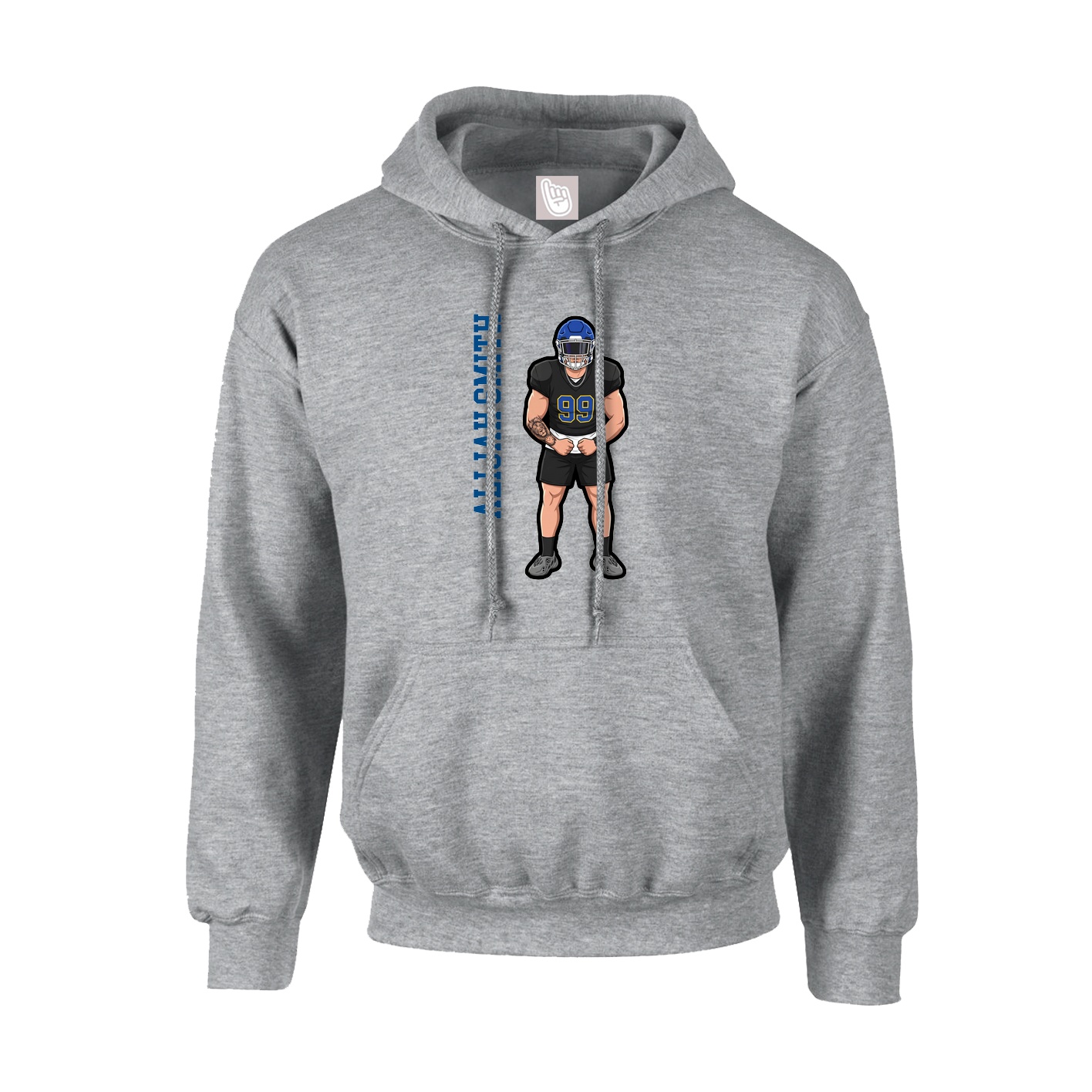 Hoodie — Name Vertical in Grey