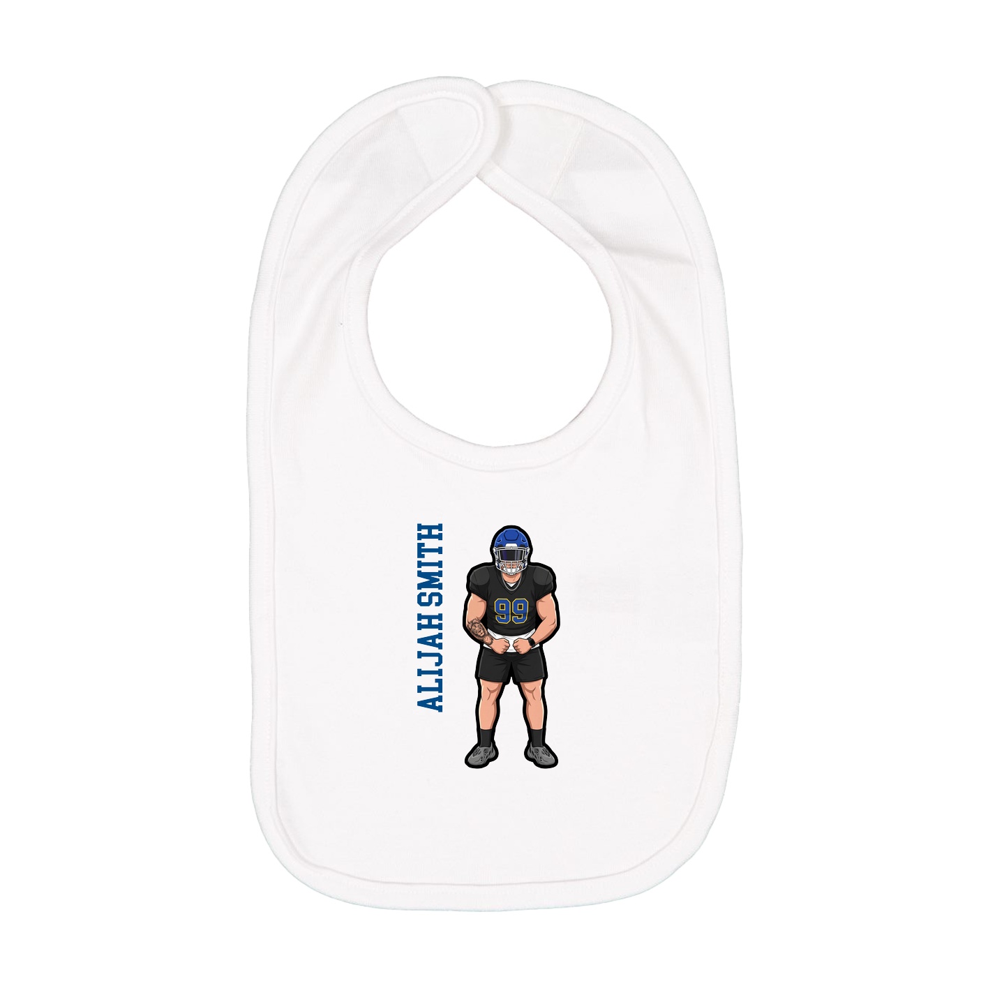 Infant Bib — Name Vertical in White