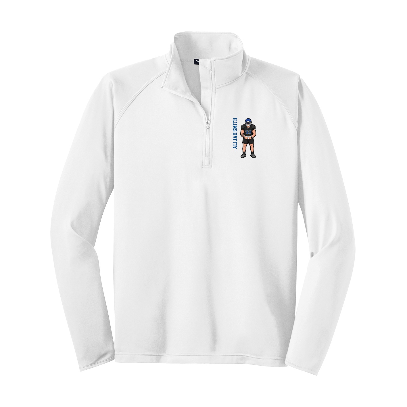 Q-Zip Pullover — Name Vertical in White