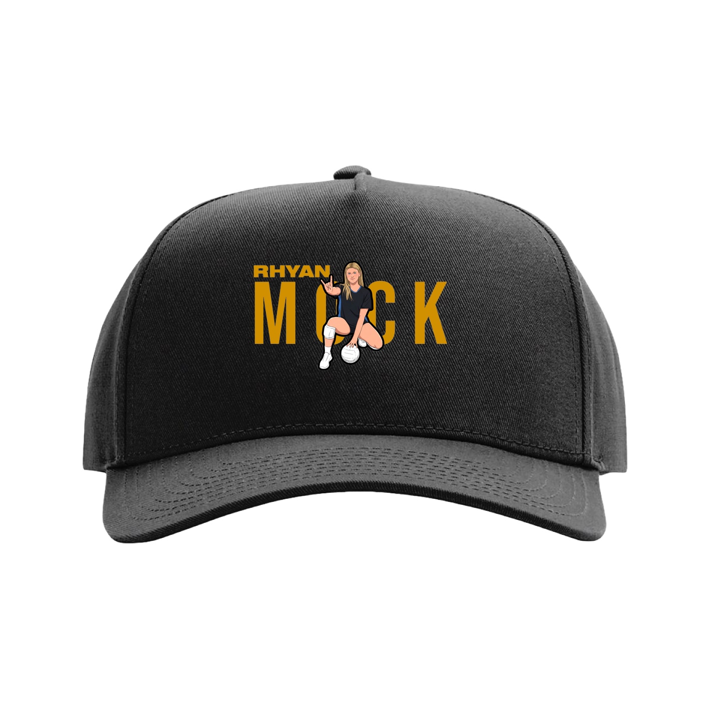 Full Fabric Five-Panel Champ Cap — Player Name in Black