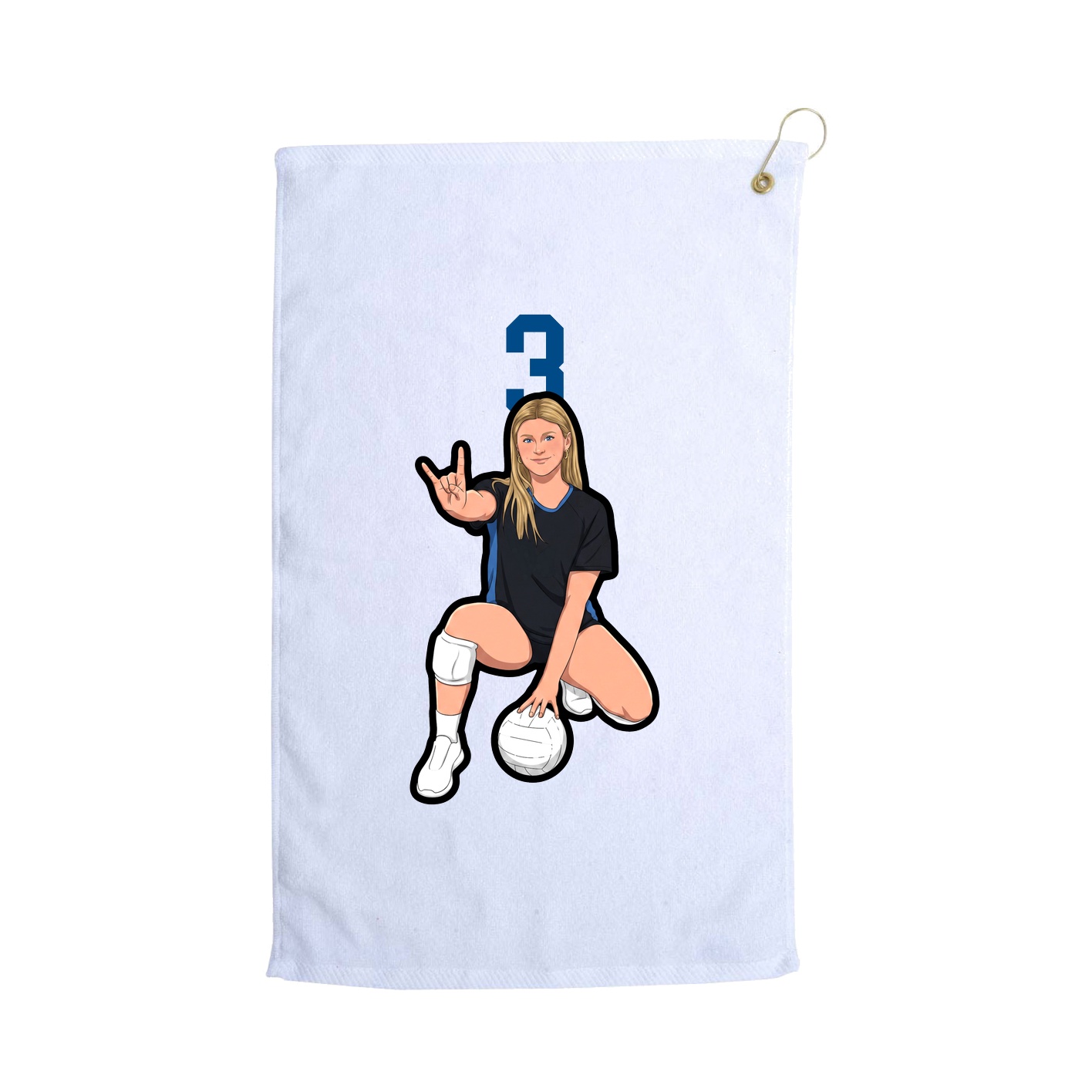 Golf Towel — Number Top in White