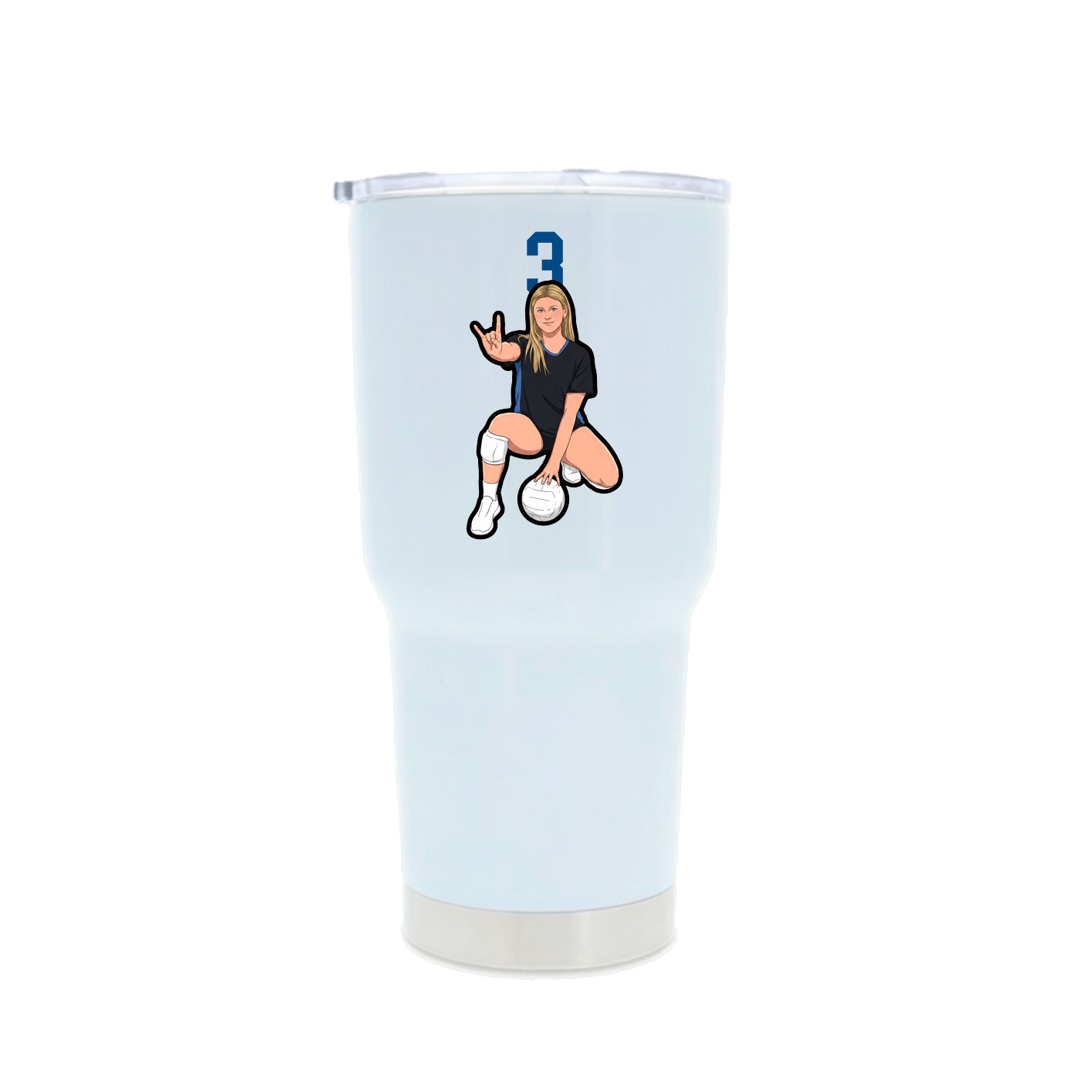 30oz Stainless Steel Tumbler — Number Top in White