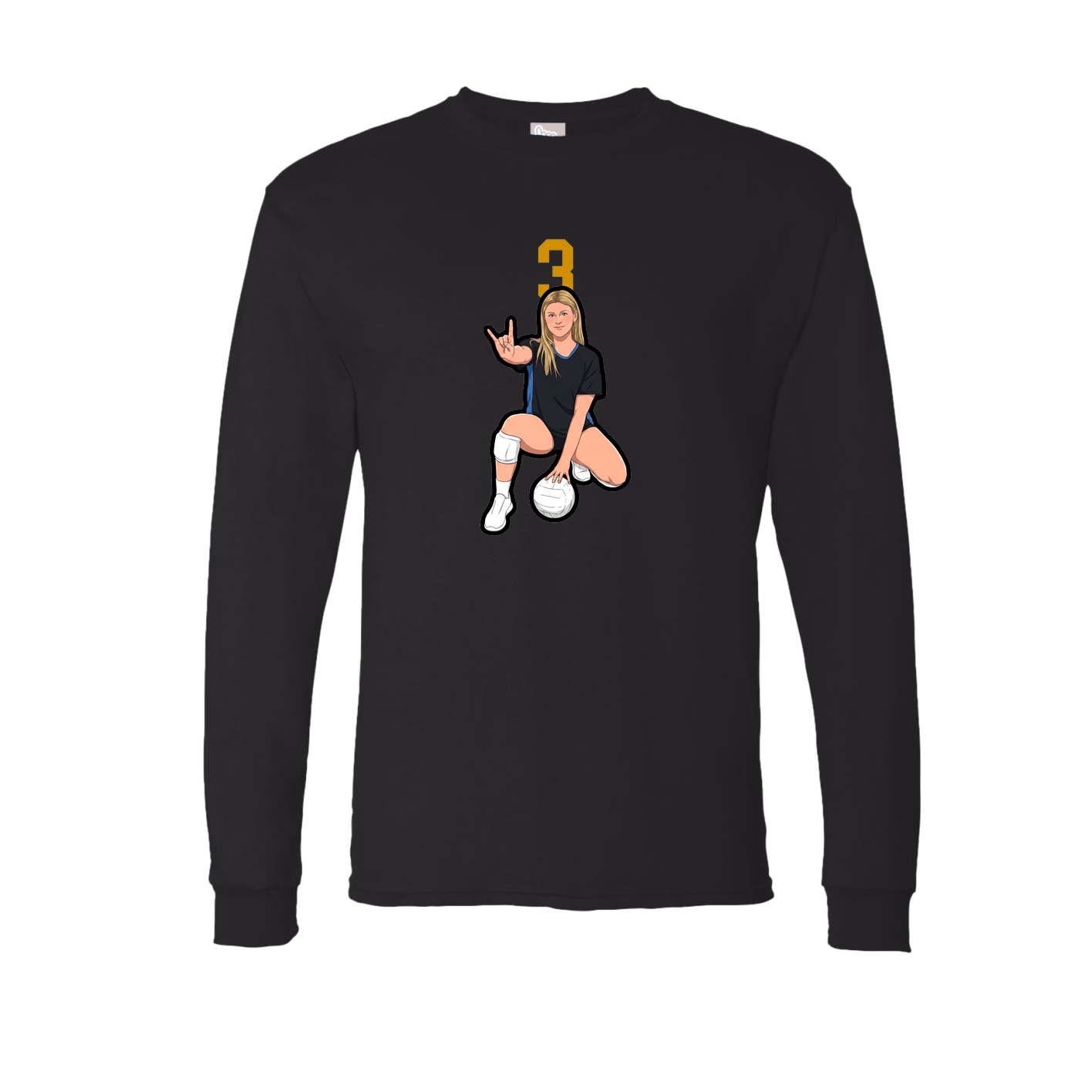 Long Sleeve Tee — Number Top in Black