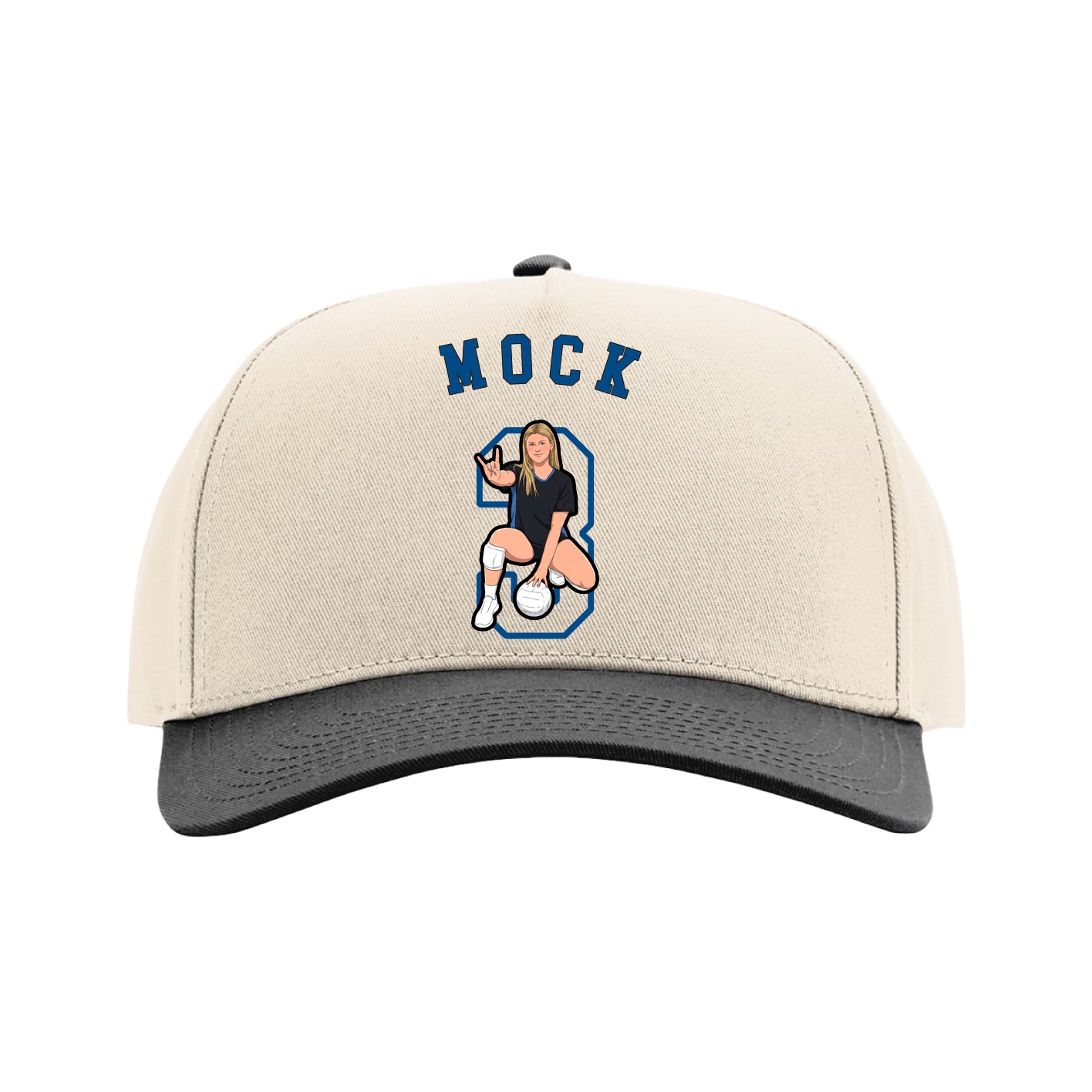Full Fabric Five-Panel Champ Cap — Shirsey Arch in Cream/Black