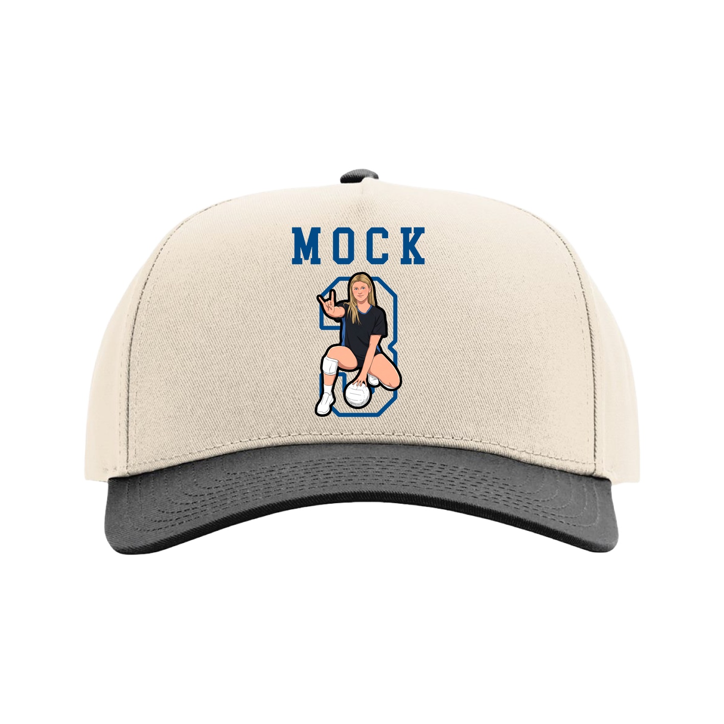 Full Fabric Five-Panel Champ Cap — Shirsey in Cream/Black