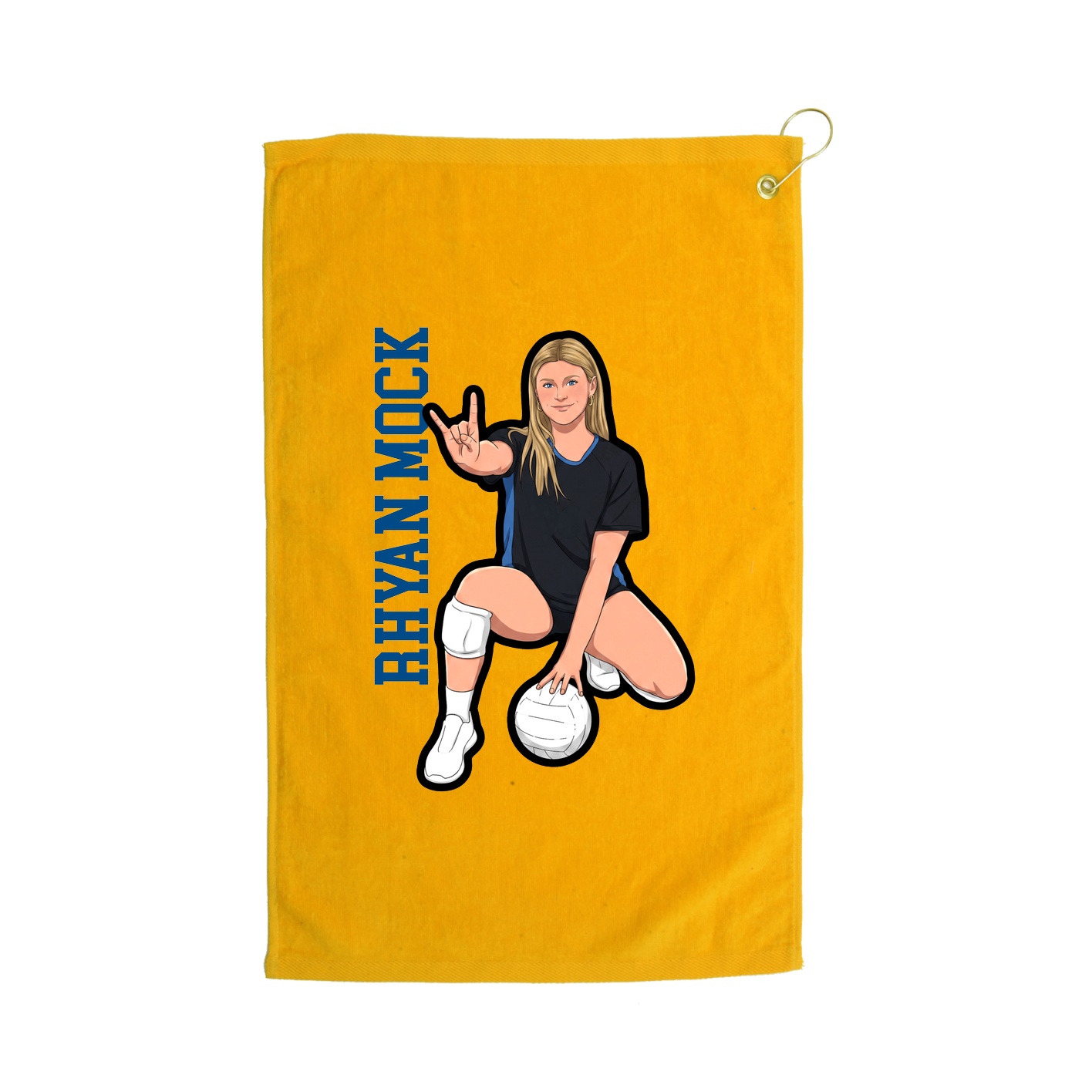 Golf Towel — Name Vertical in Gold