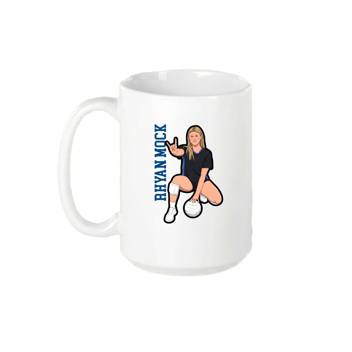 15oz Coffee Mug — Name Vertical in White