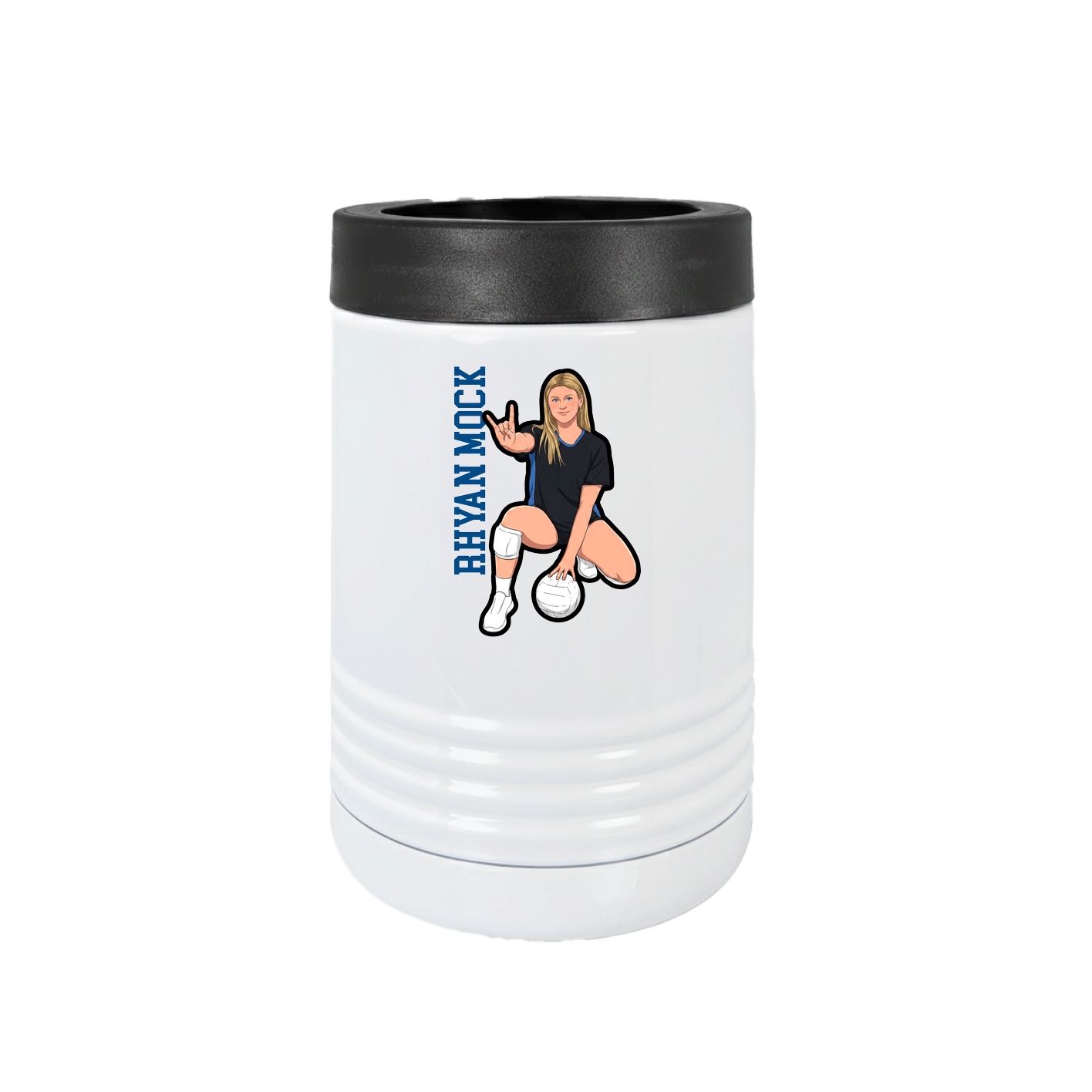 Beverage Holder — Name Vertical in White
