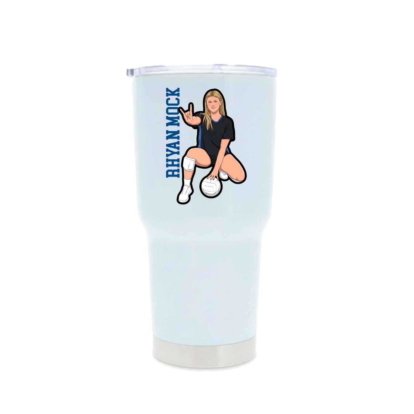 30oz Stainless Steel Tumbler — Name Vertical in White