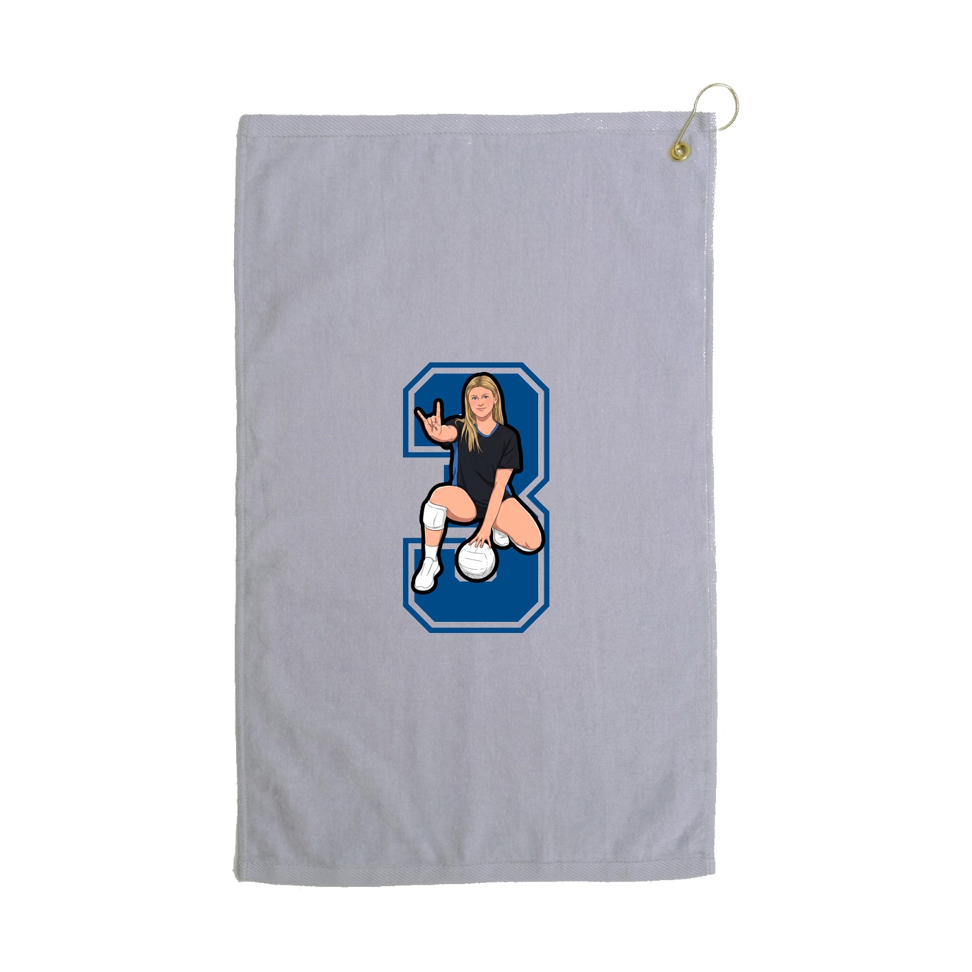 Golf Towel — Number in Grey
