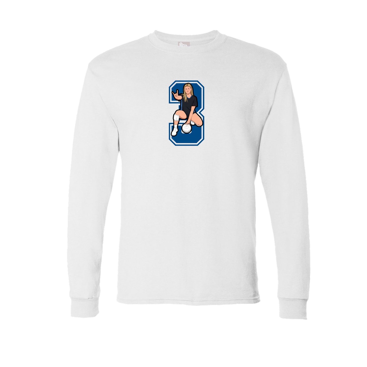 Long Sleeve Tee — Number in White