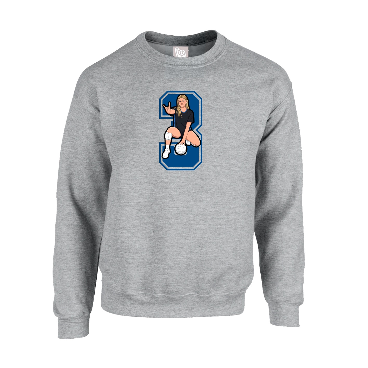 Fleece Crew — Number in Grey