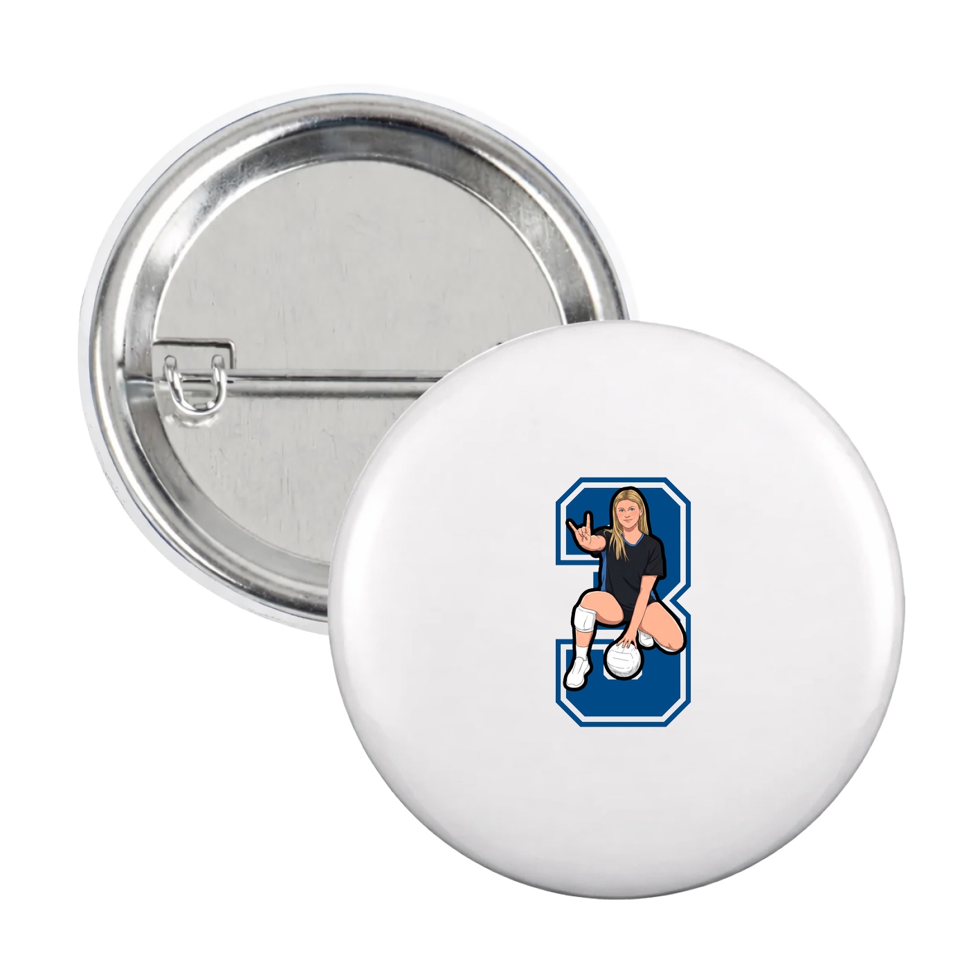 Game Day Button — Number in White