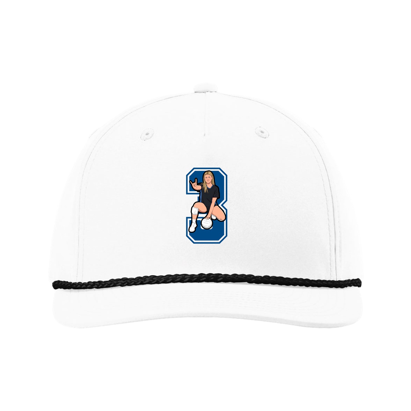 Five-Panel Classic Rope Cap — Number in White