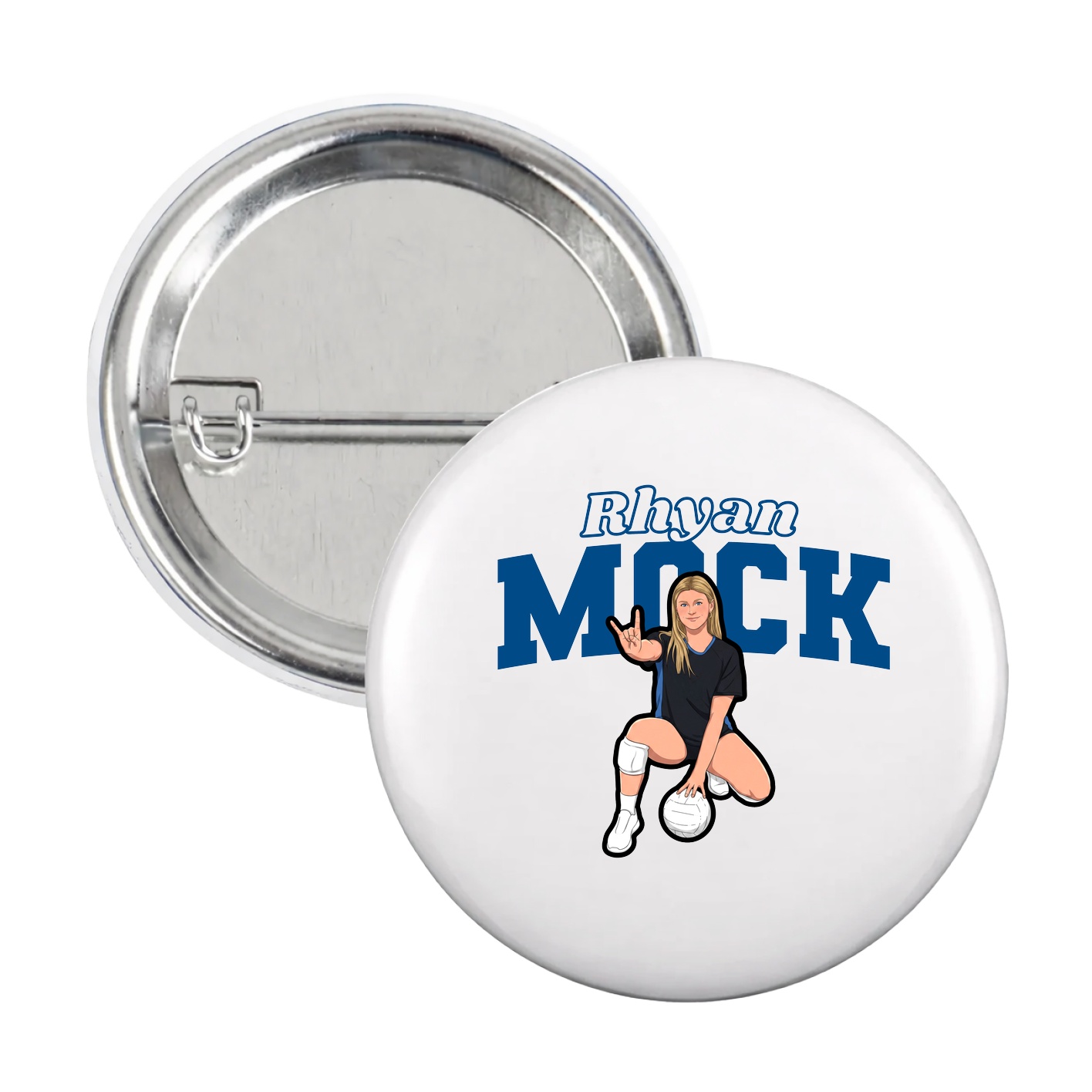 Game Day Button — Name Arch in White