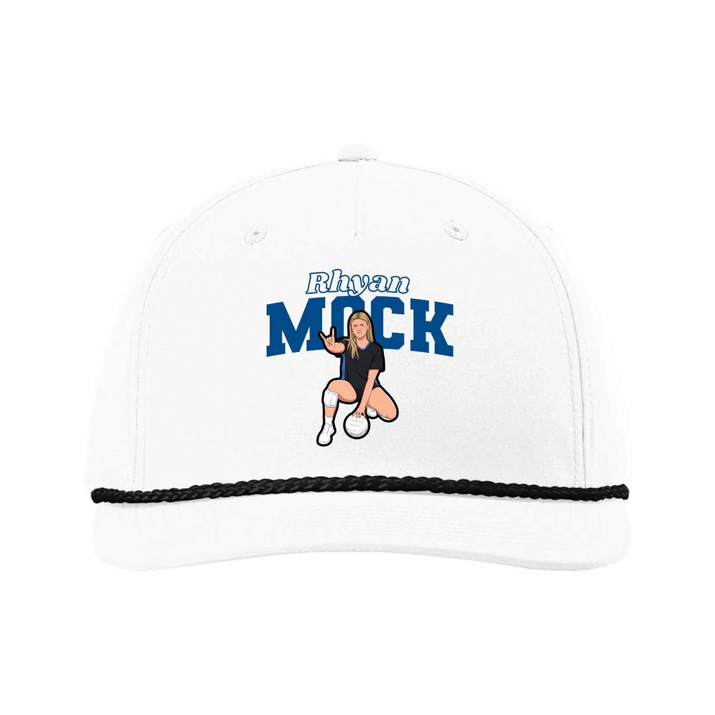 Five-Panel Classic Rope Cap — Name Arch in White